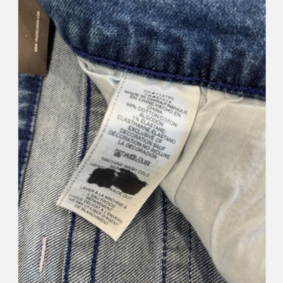 TRUE RELIGION ROCCO LIGHT SHAKER SKINNY JEAN FLAP 44 X 32 NWT *READ FLAWED $159 - Picture 5 of 10